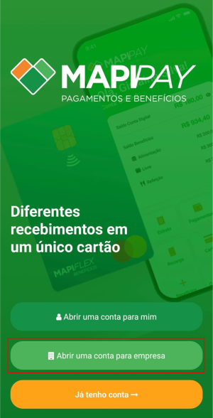 Tela do app Mapipay — passo 1: Acessar aplicativo