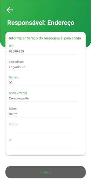 Tela do app Mapipay — passo 12: Endereço