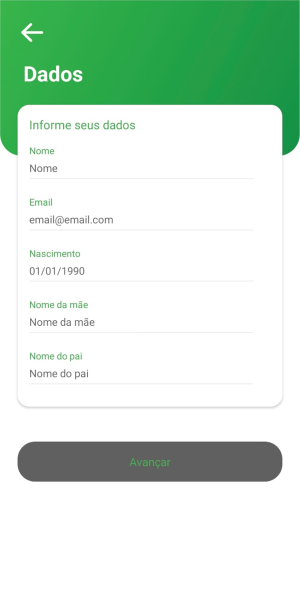 Tela do app Mapipay — passo 6: Dados