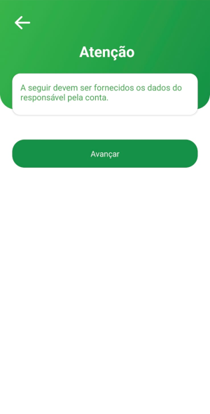 Tela do app Mapipay — passo 7: Aviso de atenção – responsável legal
