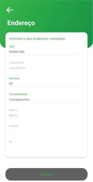 Tela do app Mapipay — passo 7: Endereço