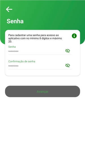 Tela do app Mapipay — passo 8: Senha do aplicativo
